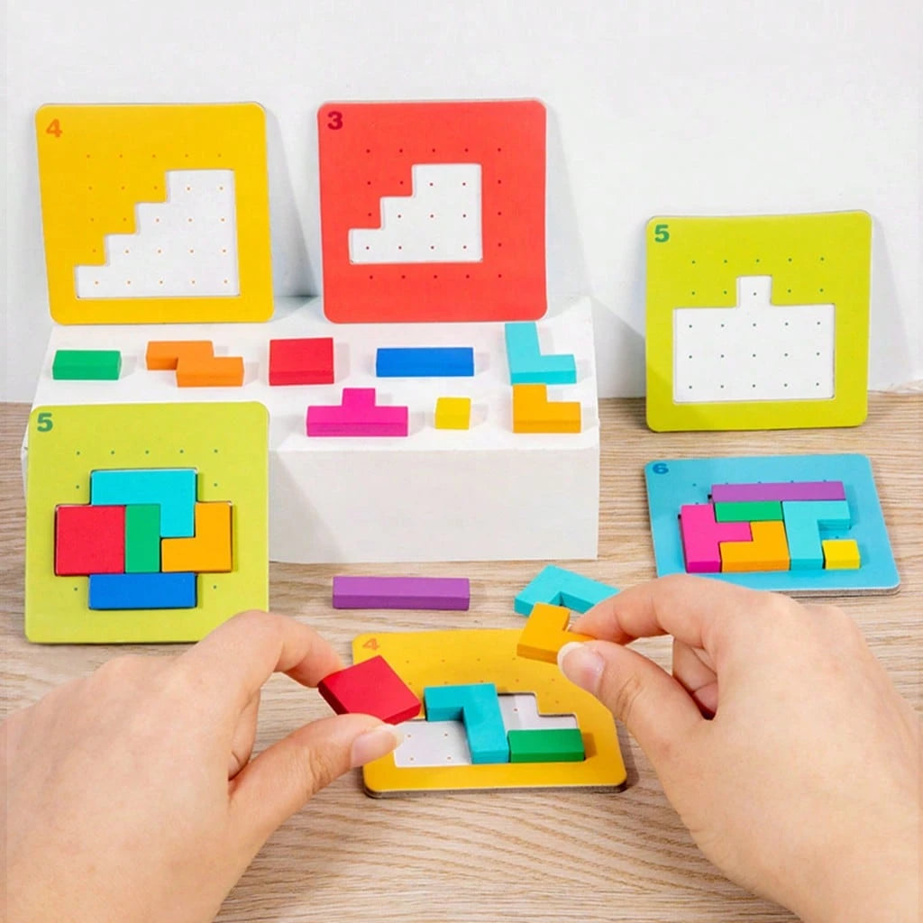 Quick-Paced Concentration Battle Puzzle Game For Parent-Child Duo- Colorful Cube Building Blocks Tabletop Toy- Logic Thinking Training Tool- For Children 3+ Years Old- Enhance Spatial Cognition, H