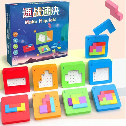 Quick-Paced Concentration Battle Puzzle Game For Parent-Child Duo- Colorful Cube Building Blocks Tabletop Toy- Logic Thinking Training Tool- For Children 3+ Years Old- Enhance Spatial Cognition, H