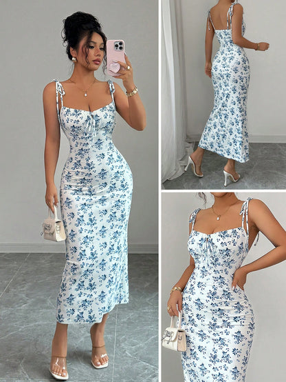 Rafferiza Women Ditsy Floral Strappy Elegant Dress