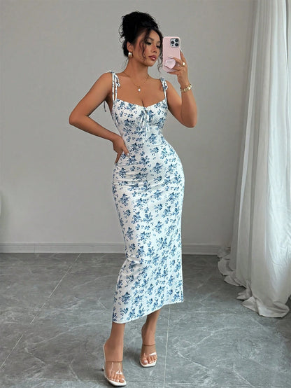 Rafferiza Women Ditsy Floral Strappy Elegant Dress