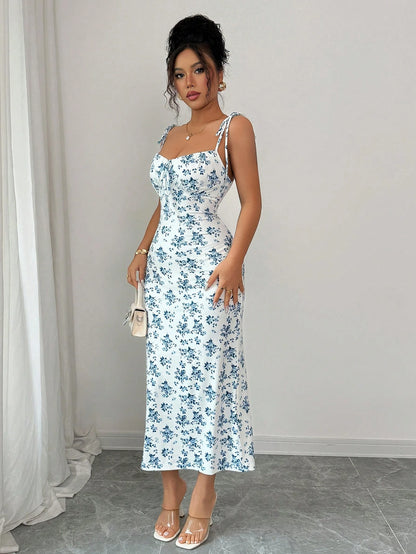 Rafferiza Women Ditsy Floral Strappy Elegant Dress