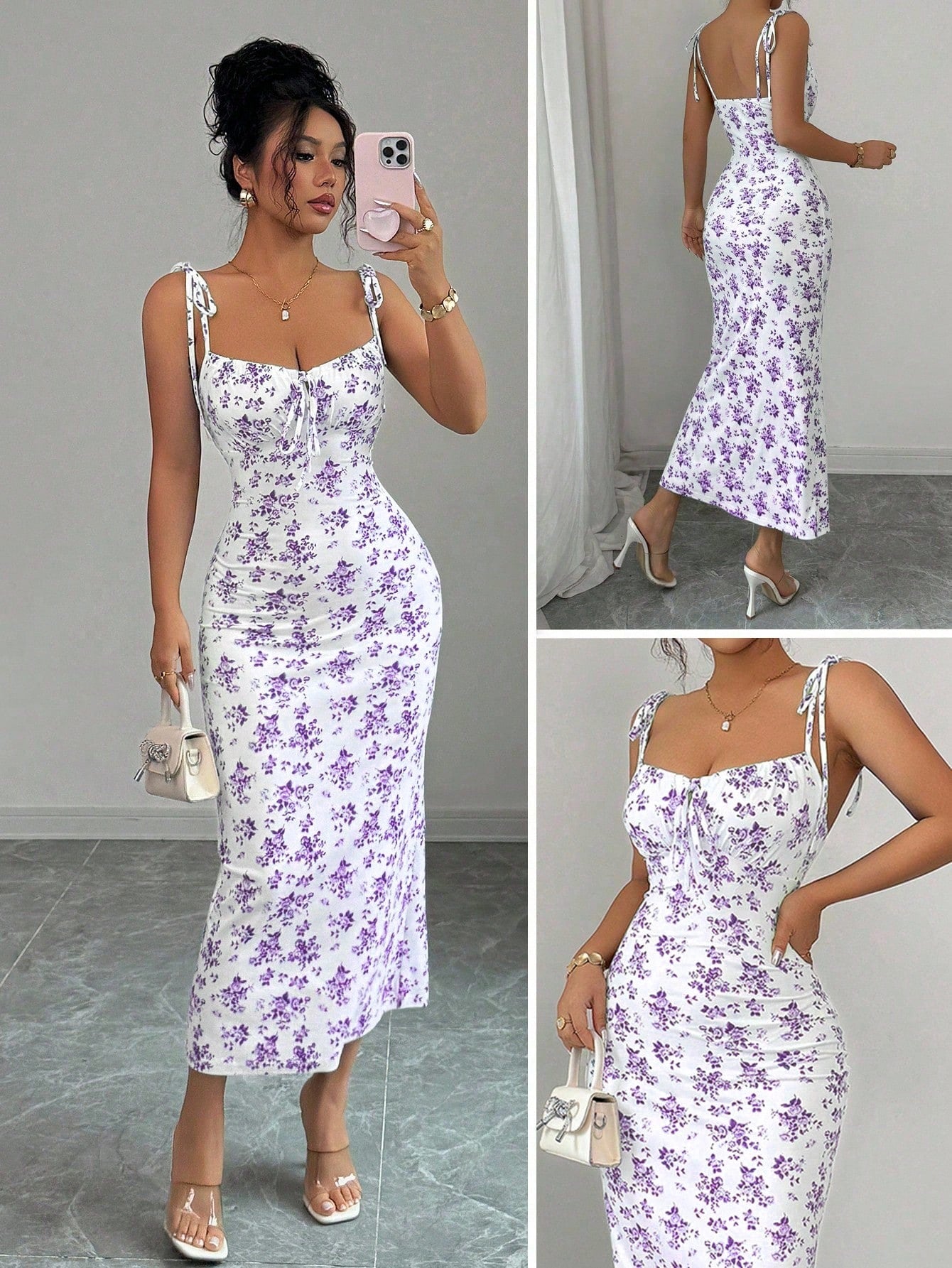 Rafferiza Women Ditsy Floral Strappy Elegant Dress
