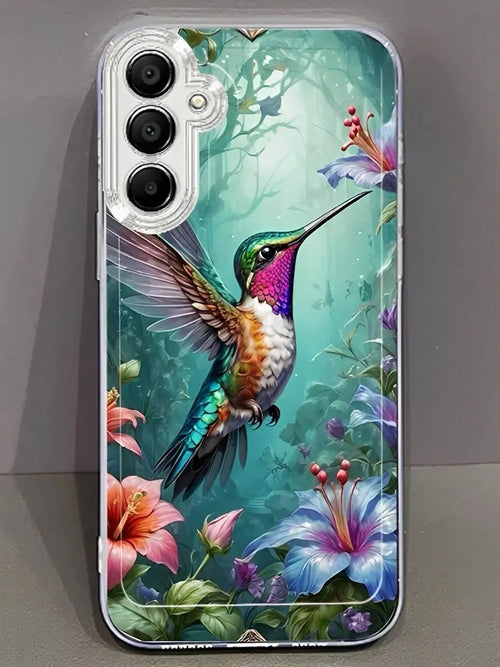 Rainforest Flowers And Hummingbirds Phone Case Suitable For Compatible With IPhone 17,16, 15, 14, 13, 12, 11, Pro Max,Air, Plus,As Well As Galaxy S25/24/23/22/21 Ultra/FE/Edge/+,A73/72/54/53/52/50/35