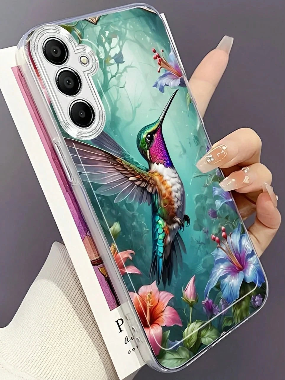 Rainforest Flowers And Hummingbirds Phone Case Suitable For Compatible With IPhone 17,16, 15, 14, 13, 12, 11, Pro Max,Air, Plus,As Well As Galaxy S25/24/23/22/21 Ultra/FE/Edge/+,A73/72/54/53/52/50/35