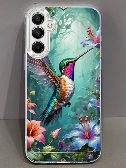 Rainforest Flowers And Hummingbirds Phone Case Suitable For Compatible With IPhone 17,16, 15, 14, 13, 12, 11, Pro Max,Air, Plus,As Well As Galaxy S25/24/23/22/21 Ultra/FE/Edge/+,A73/72/54/53/52/50/35