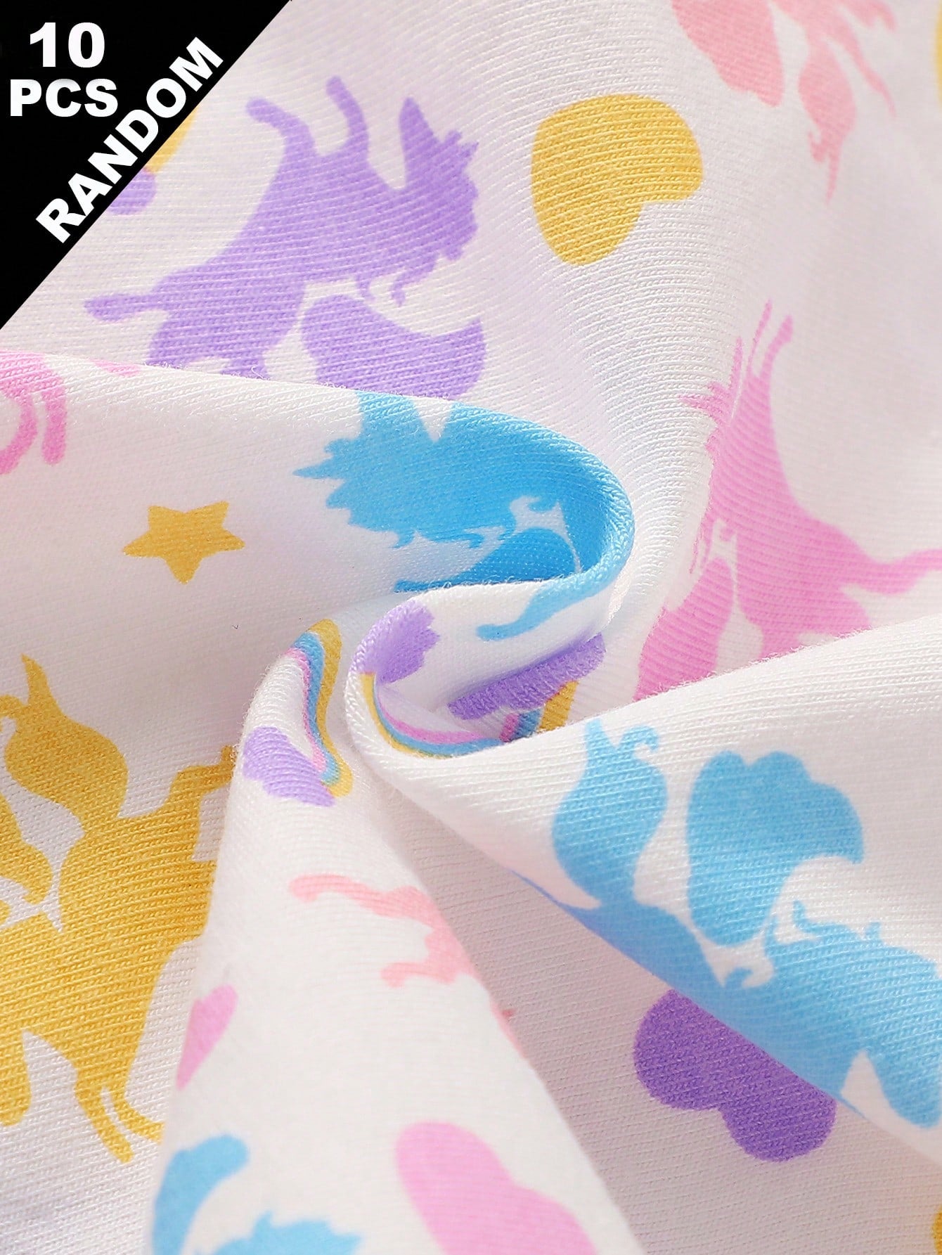 Random 10pcs Girls Toddler Simple Fashion All-Over Print Cartoon Animal Heart Pony Strawberry Pattern Triangle Panties Girls Underwear