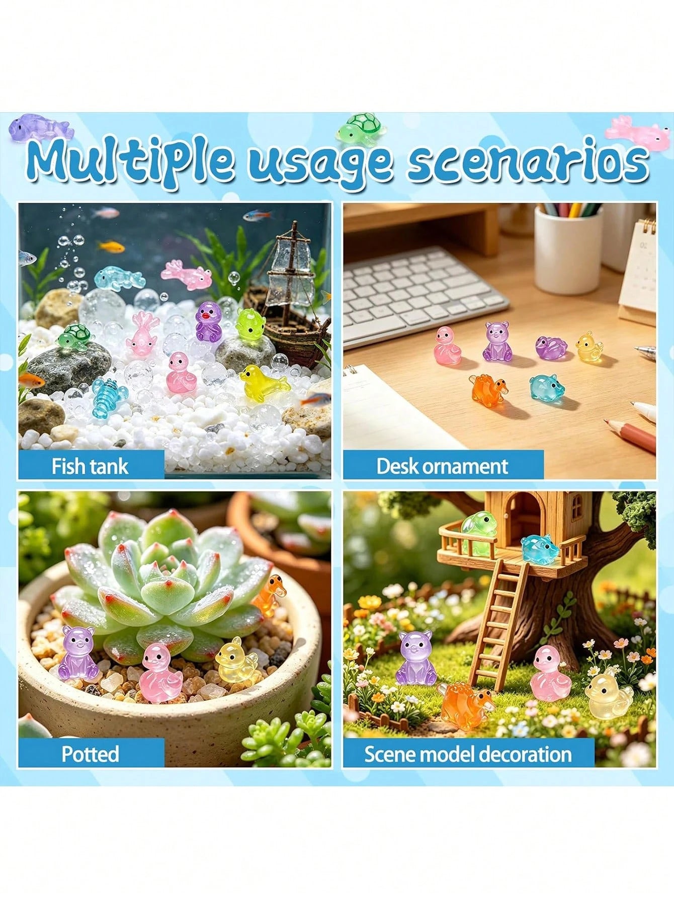 Random Color (Pink Etc.) Mini Resin Animal Decorations, Luminous Resin Cute Animal Figurines, Creative Home Office Desk Decor, Luminous Resin Duck, Home Decor Accessories