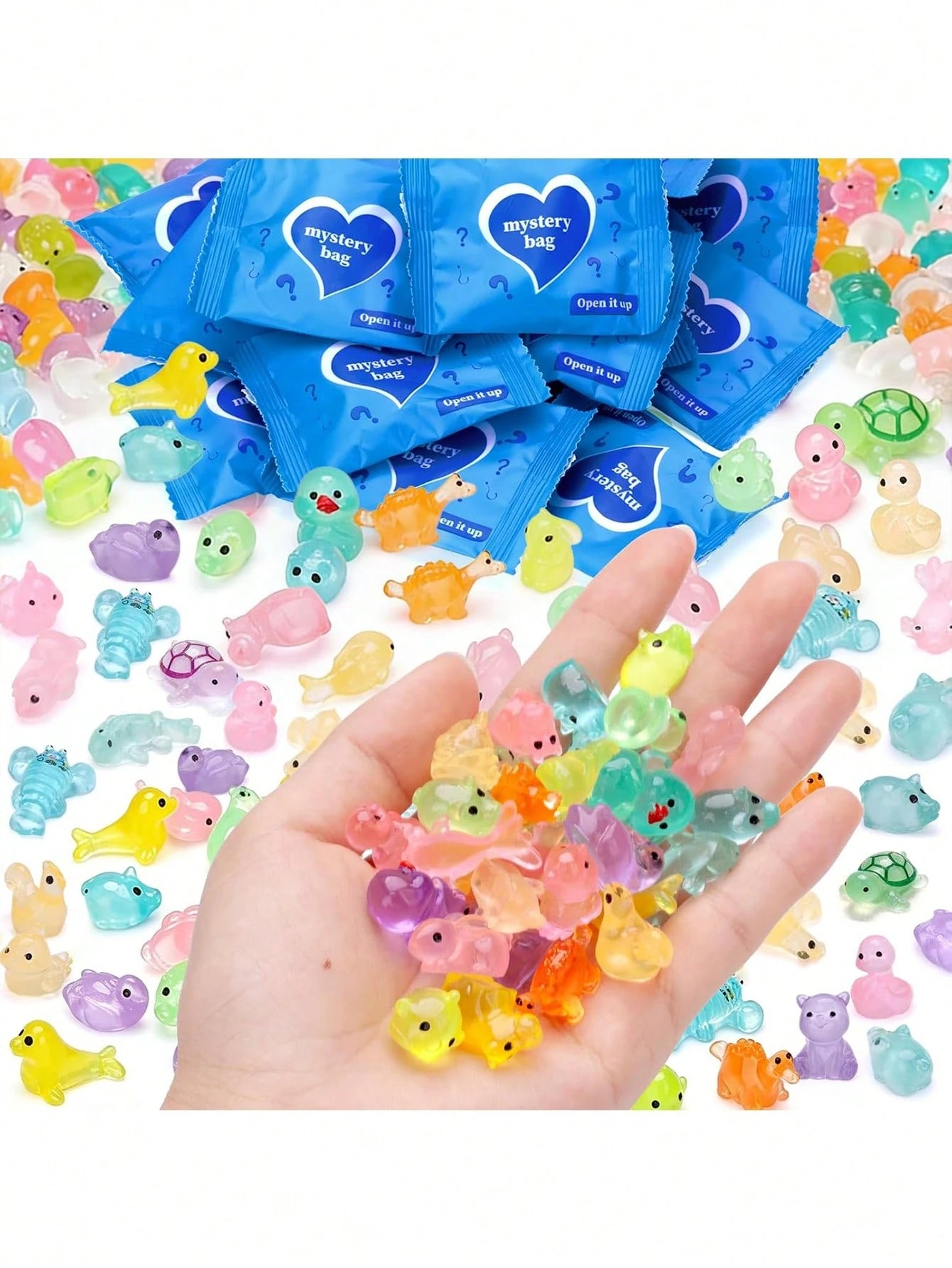 Random Color (Pink Etc.) Mini Resin Animal Decorations, Luminous Resin Cute Animal Figurines, Creative Home Office Desk Decor, Luminous Resin Duck, Home Decor Accessories