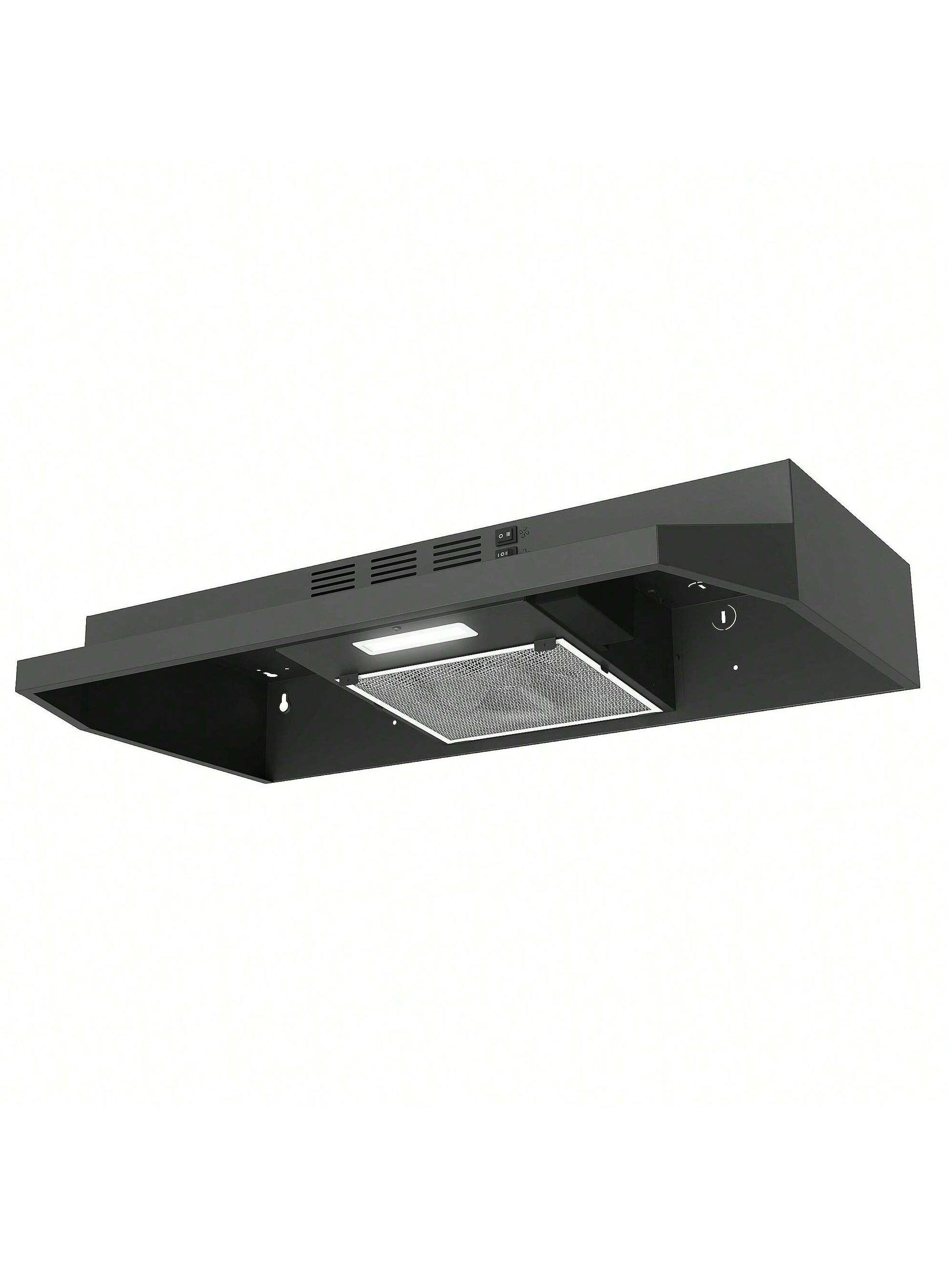 Range Hood 30 Inch Under Cabinet, Ducted/Ductless Convertible Kitchen Hood, Stainless Steel Vent Hood With LED Light,Under Cabinet Hood With 2 Speed Exhaust Fan,Black