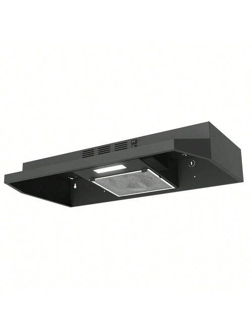 Range Hood 30 Inch Under Cabinet, Ducted/Ductless Convertible Kitchen Hood, Stainless Steel Vent Hood With LED Light,Under Cabinet Hood With 2 Speed Exhaust Fan,Black