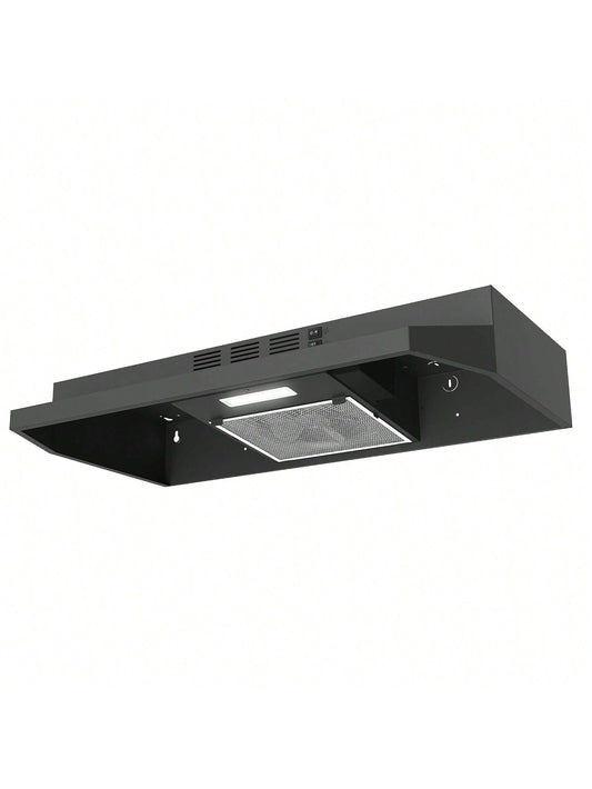 Range Hood 30 Inch Under Cabinet, Ducted/Ductless Convertible Kitchen Hood, Stainless Steel Vent Hood With LED Light,Under Cabinet Hood With 2 Speed Exhaust Fan,Black