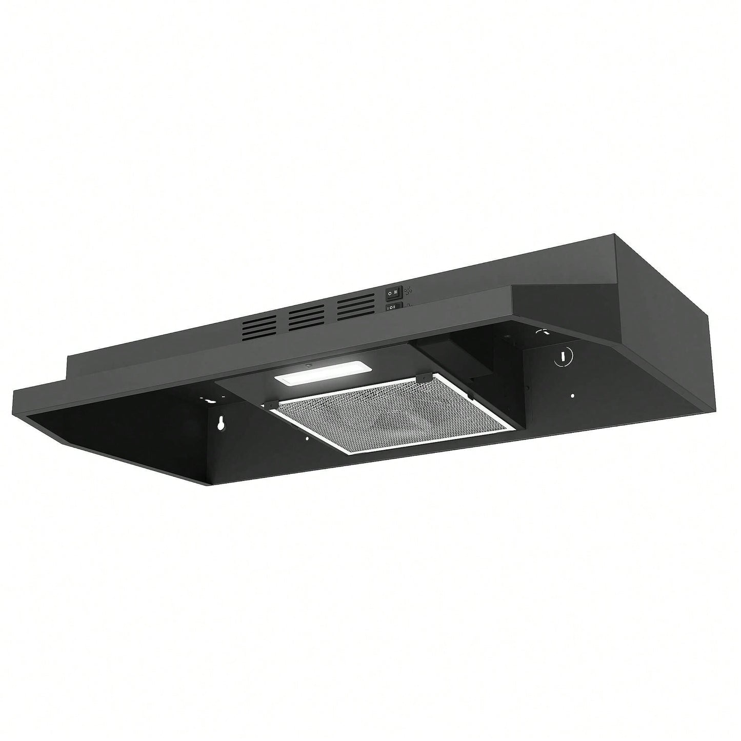 Range Hood 30 Inch Under Cabinet, Ducted/Ductless Convertible Kitchen Hood, Stainless Steel Vent Hood With LED Light,Under Cabinet Hood With 2 Speed Exhaust Fan,Black