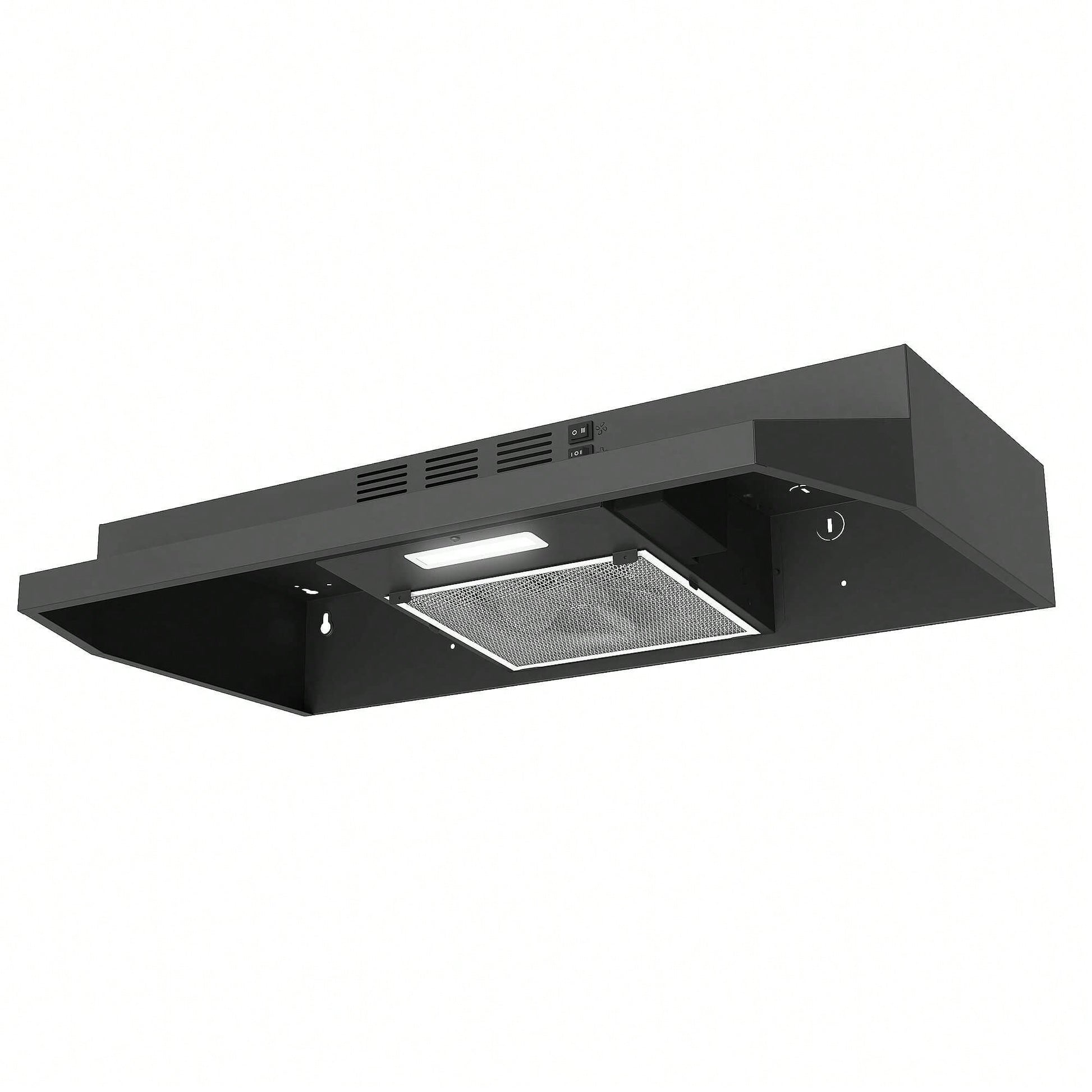 Range Hood 30 Inch Under Cabinet, Ducted/Ductless Convertible Kitchen Hood, Stainless Steel Vent Hood With LED Light,Under Cabinet Hood With 2 Speed Exhaust Fan,Black