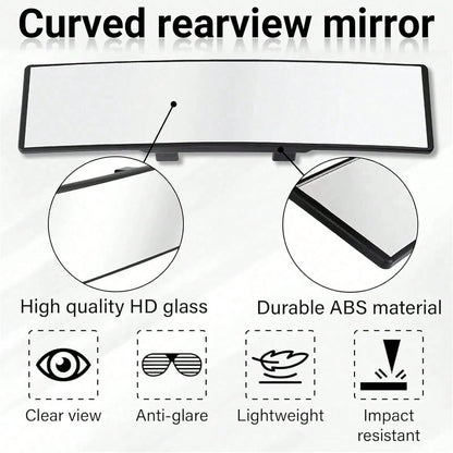 Rear View Mirror, Universal 11 Inch Panoramic Convex Interior Clip-On Wide Angle Mirror To Reduce Blind Spot Effectively For Car SUV Trucks-Clear