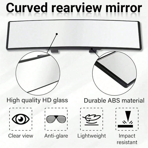 Rear View Mirror, Universal 11 Inch Panoramic Convex Interior Clip-On Wide Angle Mirror To Reduce Blind Spot Effectively For Car SUV Trucks-Clear
