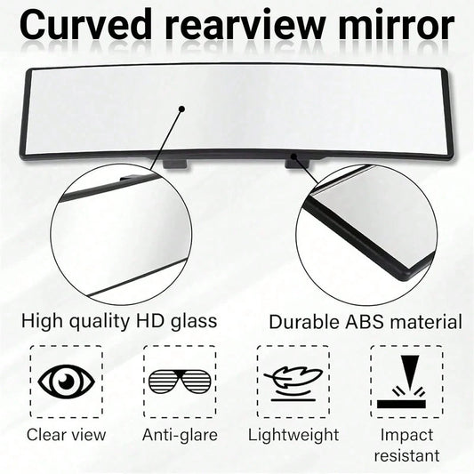 Rear View Mirror, Universal 11 Inch Panoramic Convex Interior Clip-On Wide Angle Mirror To Reduce Blind Spot Effectively For Car SUV Trucks-Clear