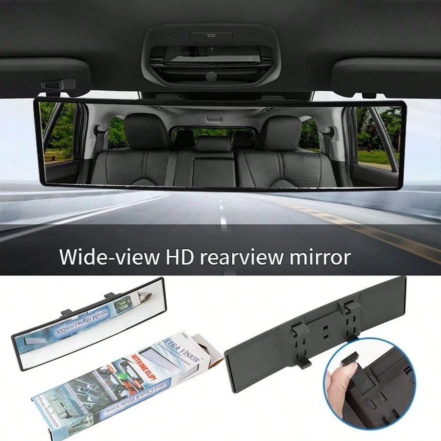 Rear View Mirror, Universal 11.81 Inch Panoramic Convex Interior Clip-On Wide Angle Mirror To Reduce Blind Spot Effectively For Car SUV Trucks-Clear