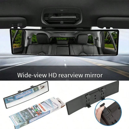 Rear View Mirror, Universal 11.81 Inch Panoramic Convex Interior Clip-On Wide Angle Mirror To Reduce Blind Spot Effectively For Car SUV Trucks-Clear