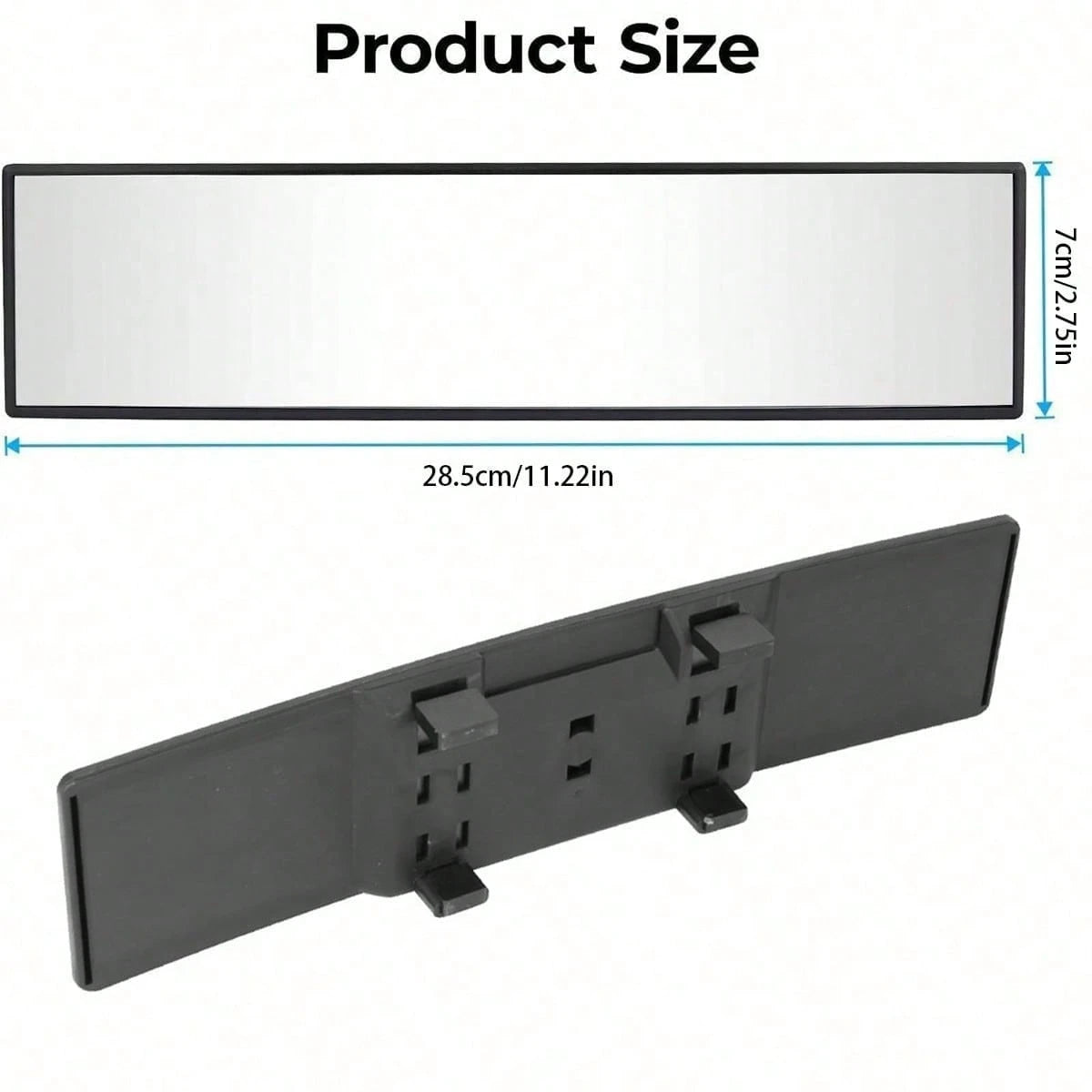 Rear View Mirror, Universal 11 Inch Panoramic Convex Interior Clip-On Wide Angle Mirror To Reduce Blind Spot Effectively For Car SUV Trucks-Clear
