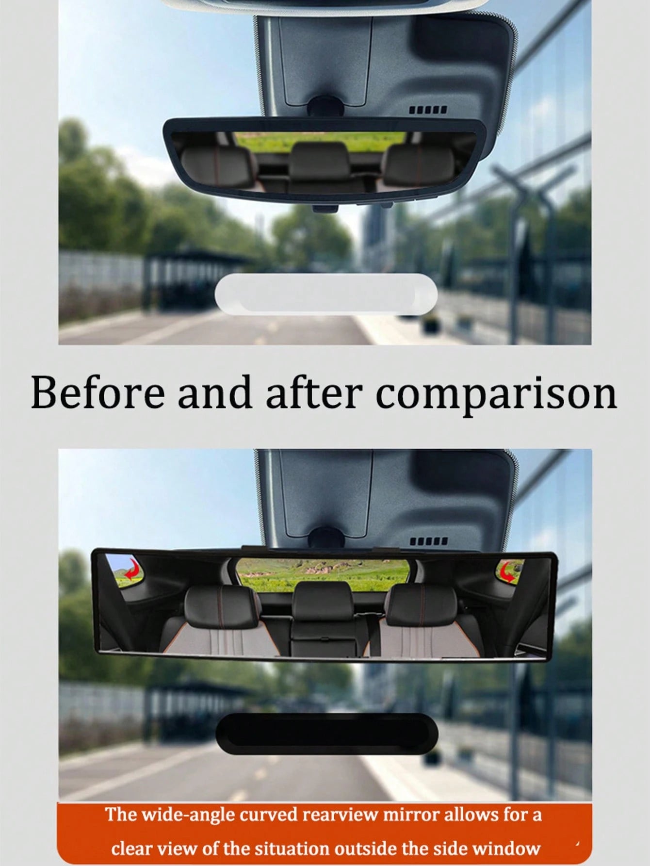 Rear View Mirror, Universal 11.81 Inch Panoramic Convex Interior Clip-On Wide Angle Mirror To Reduce Blind Spot Effectively For Car SUV Trucks-Clear