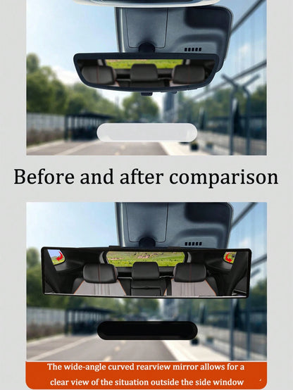 Rear View Mirror, Universal 11.81 Inch Panoramic Convex Interior Clip-On Wide Angle Mirror To Reduce Blind Spot Effectively For Car SUV Trucks-Clear