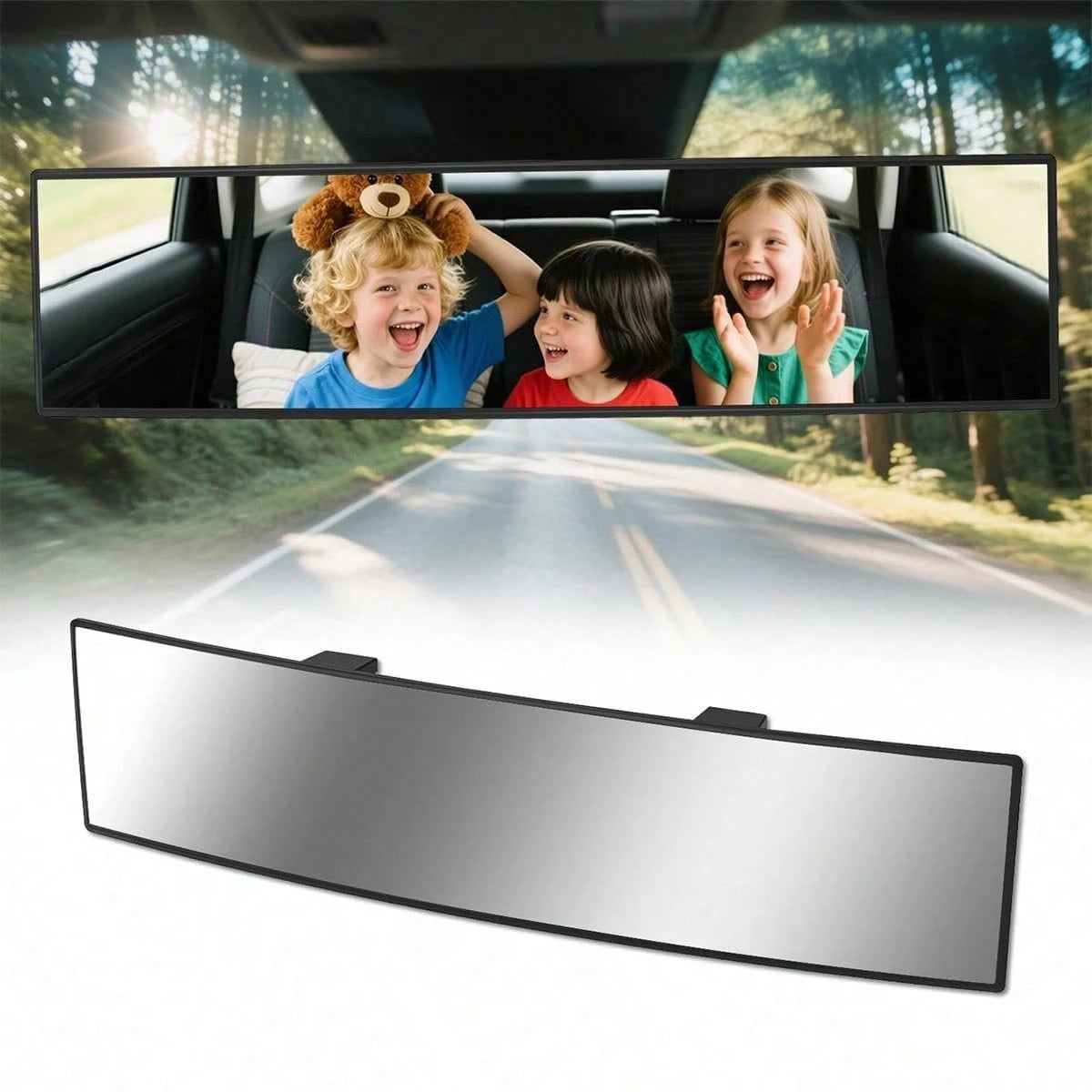 Rear View Mirror, Universal 11 Inch Panoramic Convex Interior Clip-On Wide Angle Mirror To Reduce Blind Spot Effectively For Car SUV Trucks-Clear