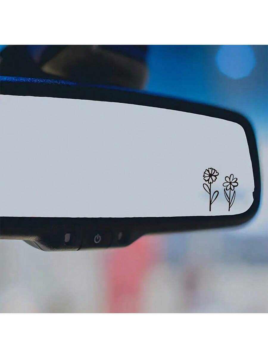 Rearview Mirror Decal, Tiny Flower Sticker, Small Botanical Decal Floral, Laptop Car Boat Suv Truck