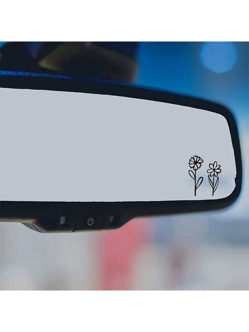 Rearview Mirror Decal, Tiny Flower Sticker, Small Botanical Decal Floral, Laptop Car Boat Suv Truck