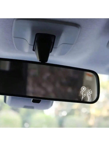 Rearview Mirror Decal, Tiny Flower Sticker, Small Botanical Decal Floral, Laptop Car Boat Suv Truck