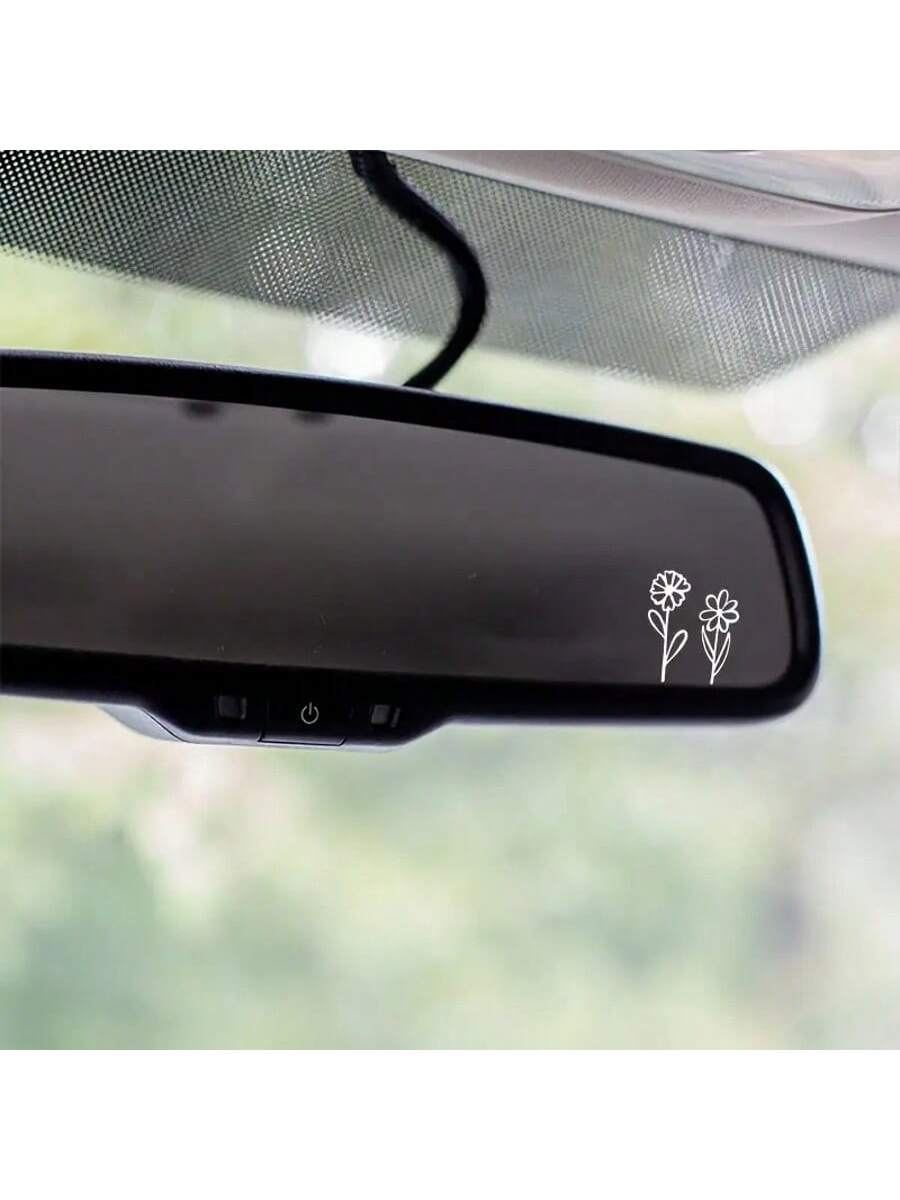 Rearview Mirror Decal, Tiny Flower Sticker, Small Botanical Decal Floral, Laptop Car Boat Suv Truck