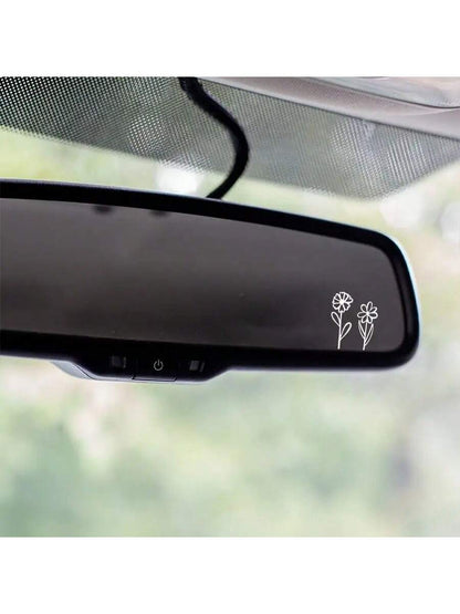 Rearview Mirror Decal, Tiny Flower Sticker, Small Botanical Decal Floral, Laptop Car Boat Suv Truck