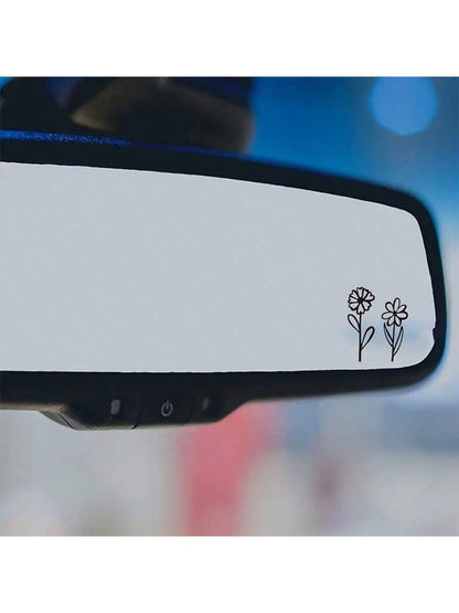 Rearview Mirror Decal, Tiny Flower Sticker, Small Botanical Decal Floral, Laptop Car Boat Suv Truck