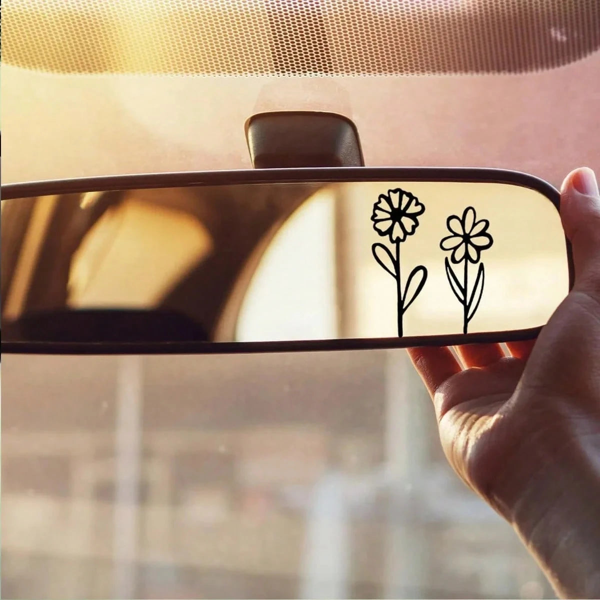 Rearview Mirror Sticker, Mini Flower Sticker, Small Plant Flower Sticker, For Laptops, Cars, Boats, SUVs, Trucks