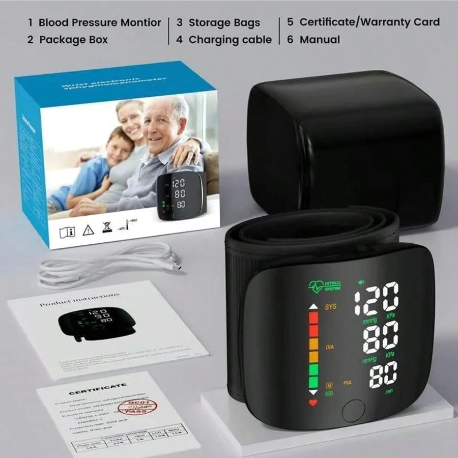 Rechargeable Wrist Blood Pressure Monitor, Automatic Electric Intelligent Blood Pressure Measuring Instrument, Can Retain Measurement Data, Can Measure The Blood Pressure Of 2 People, Rechargeable Tou