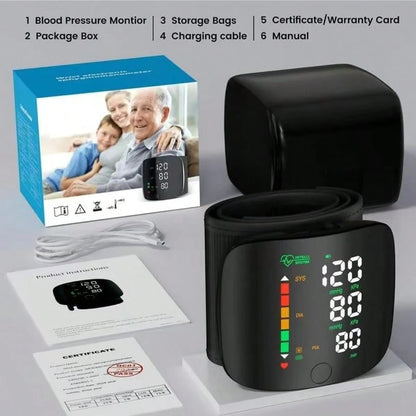 Rechargeable Wrist Blood Pressure Monitor, Automatic Electric Intelligent Blood Pressure Measuring Instrument, Can Retain Measurement Data, Can Measure The Blood Pressure Of 2 People, Rechargeable Tou