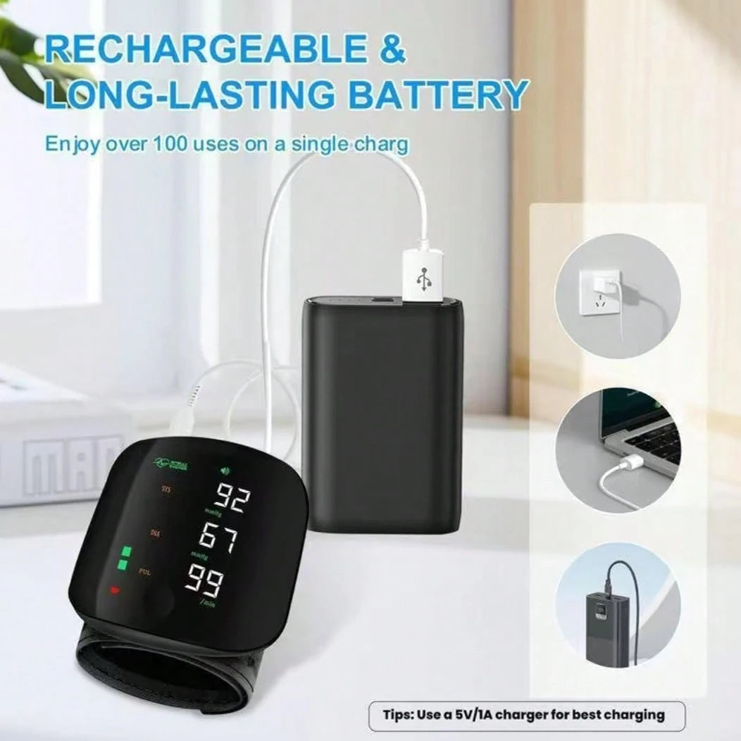 Rechargeable Wrist Blood Pressure Monitor, Automatic Electric Intelligent Blood Pressure Measuring Instrument, Can Retain Measurement Data, Can Measure The Blood Pressure Of 2 People, Rechargeable Tou