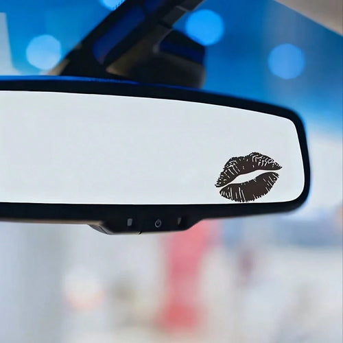 Red Lip Gloss Fantasy Cartoon Theme Self-Adhesive Mirror Stickers, Glossy Asymmetrical Shape, Suitable For Car, Motorcycle, Laptop And Glass Surface Decoration