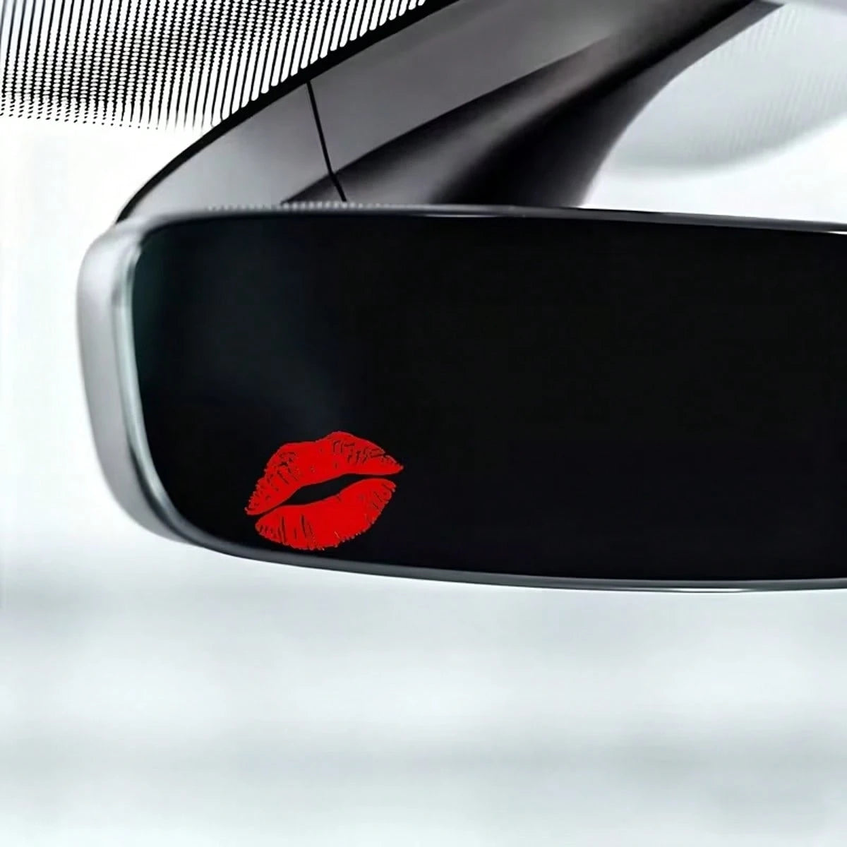 Red Lip Gloss Fantasy Cartoon Theme Self-Adhesive Mirror Stickers, Glossy Asymmetrical Shape, Suitable For Car, Motorcycle, Laptop And Glass Surface Decoration