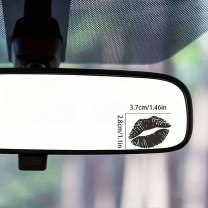 Red Lip Gloss Fantasy Cartoon Theme Self-Adhesive Mirror Stickers, Glossy Asymmetrical Shape, Suitable For Car, Motorcycle, Laptop And Glass Surface Decoration
