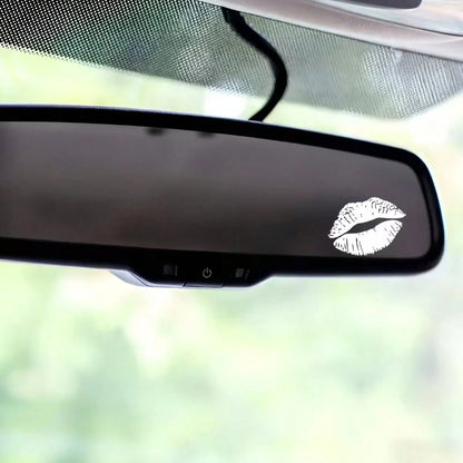 Red Lip Gloss Fantasy Cartoon Theme Self-Adhesive Mirror Stickers, Glossy Asymmetrical Shape, Suitable For Car, Motorcycle, Laptop And Glass Surface Decoration