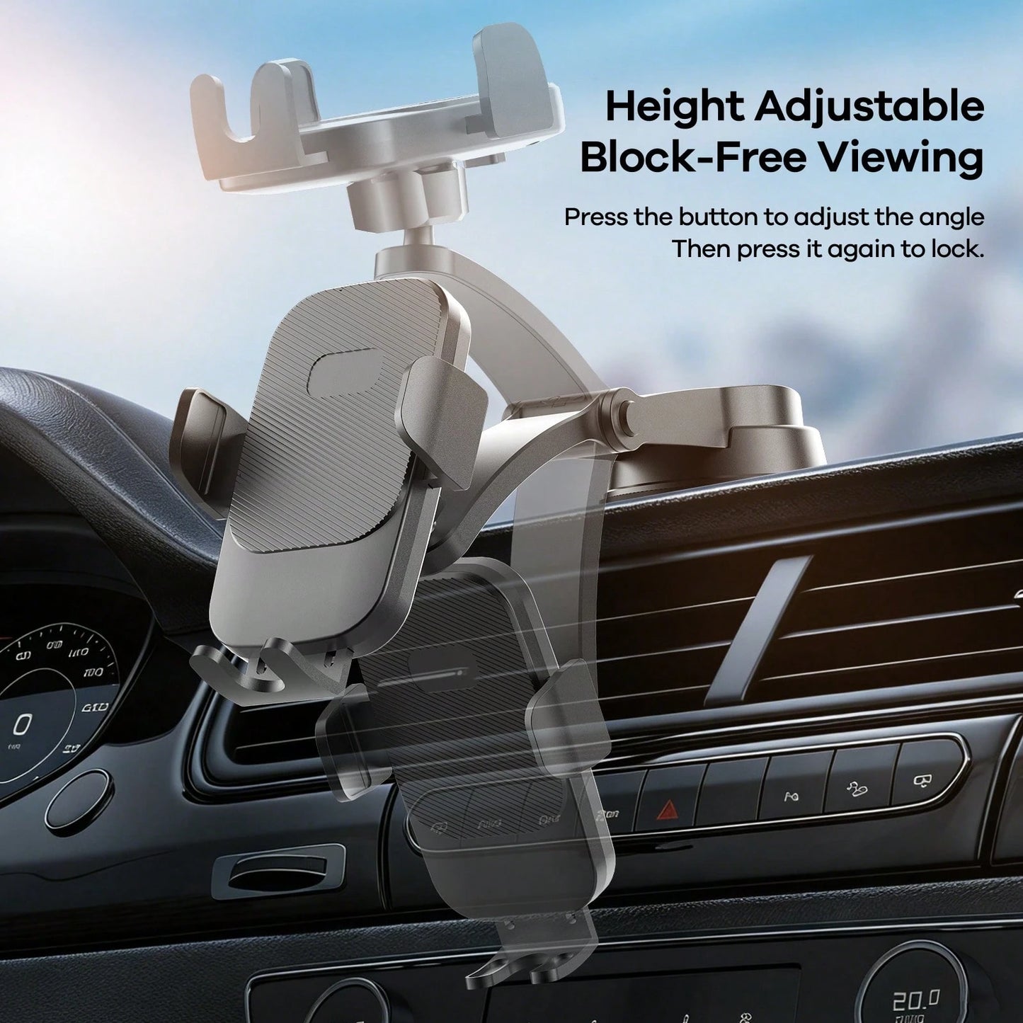 REMAX 1pc Adjustable Universal Car Phone Holder- Dashboard/Windshield Suction Cup Mount Suitable For All Smartphones
