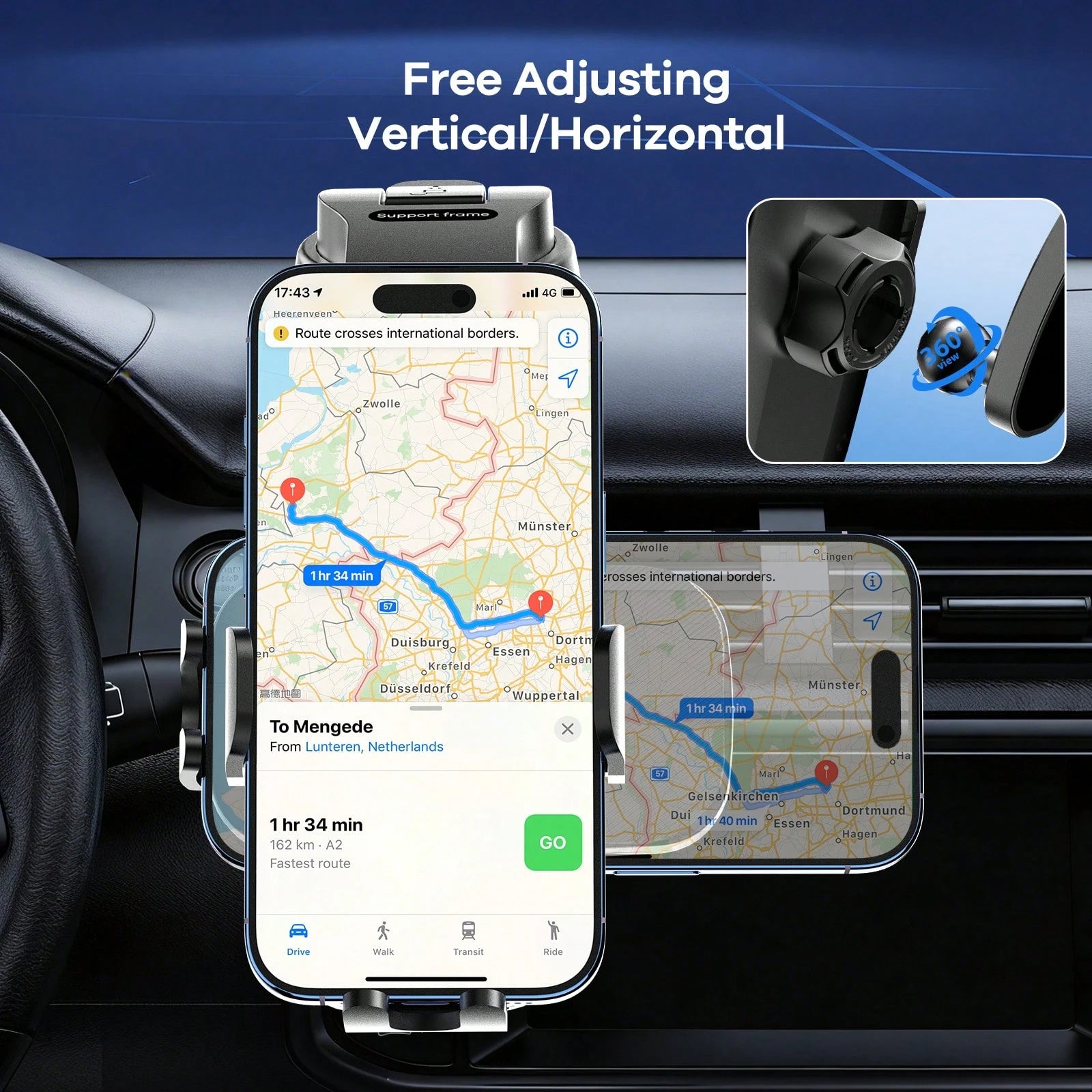 REMAX 1pc Adjustable Universal Car Phone Holder- Dashboard/Windshield Suction Cup Mount Suitable For All Smartphones