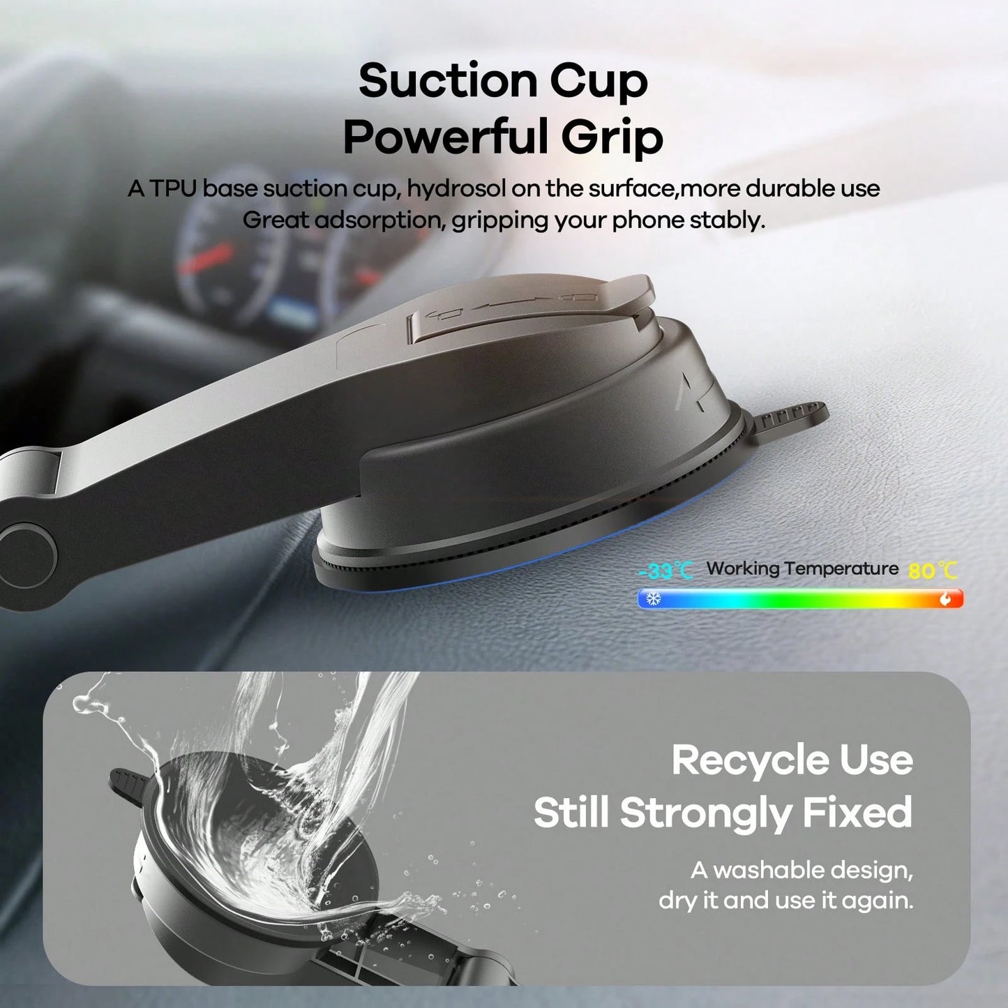 REMAX 1pc Adjustable Universal Car Phone Holder- Dashboard/Windshield Suction Cup Mount Suitable For All Smartphones