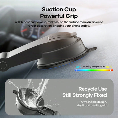 REMAX 1pc Adjustable Universal Car Phone Holder- Dashboard/Windshield Suction Cup Mount Suitable For All Smartphones