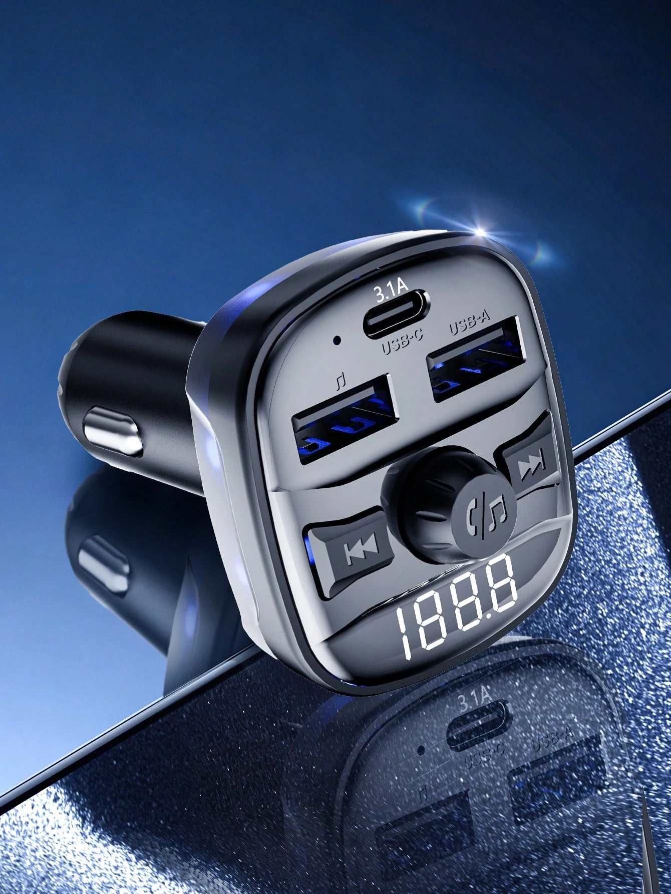 REMAX Car Bluetooth FM Transmitter With Hands-Free Calling, Wireless Audio Adapter, MP3 Music Player, USB Flash Drive Support, USB-C & USB-A Charging, LED Display For 12V-24V Vehicles