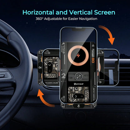 REMAX Transparent Mecha Style Ultra-Thin Car Mount, Smart Sensor Auto Open/Close, 15W Wireless + 66W Magnetic Fast Charging, 360° Adjustable, RGB Ambient Light, Car Accessories, Car Stuff, Car Essenti