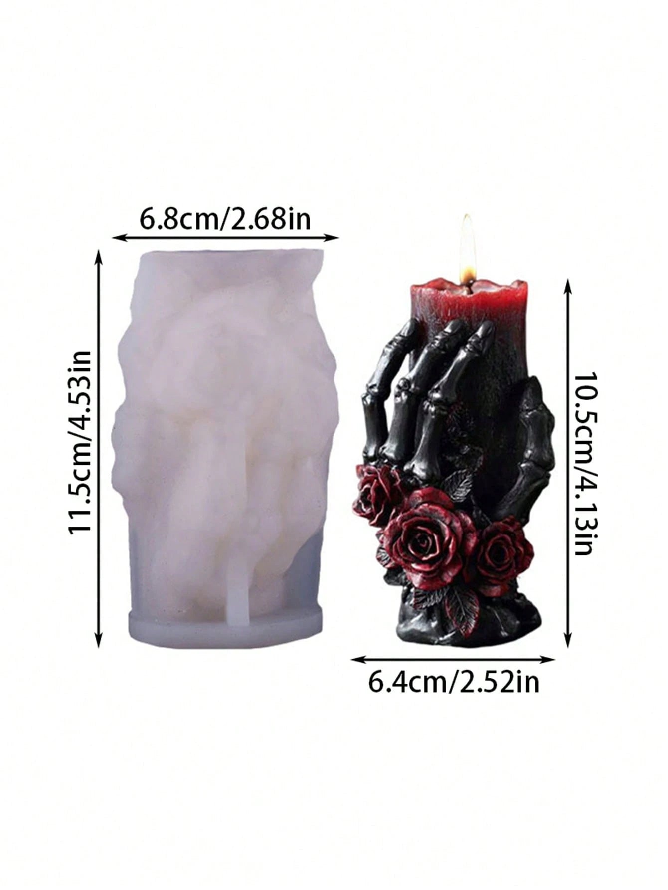 Resin Casting Molds Skull And Hand With Roses Candle Silicone Mold- Plaster Scented Candle Making- Soap Making Silicone Mold- DIY Plaster Concrete Epoxy Resin Silicone Mold, Home Decor Crafts, Hall