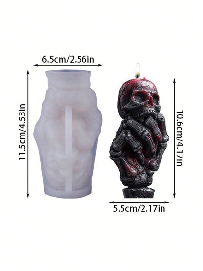Resin Casting Molds Skull And Hand With Roses Candle Silicone Mold- Plaster Scented Candle Making- Soap Making Silicone Mold- DIY Plaster Concrete Epoxy Resin Silicone Mold, Home Decor Crafts, Hall