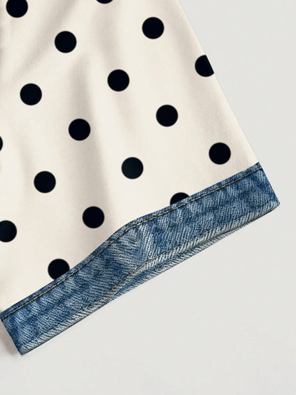 Resyla Women's Casual Polka Dot Print Round Neck Short Sleeve T-Shirt, Summer