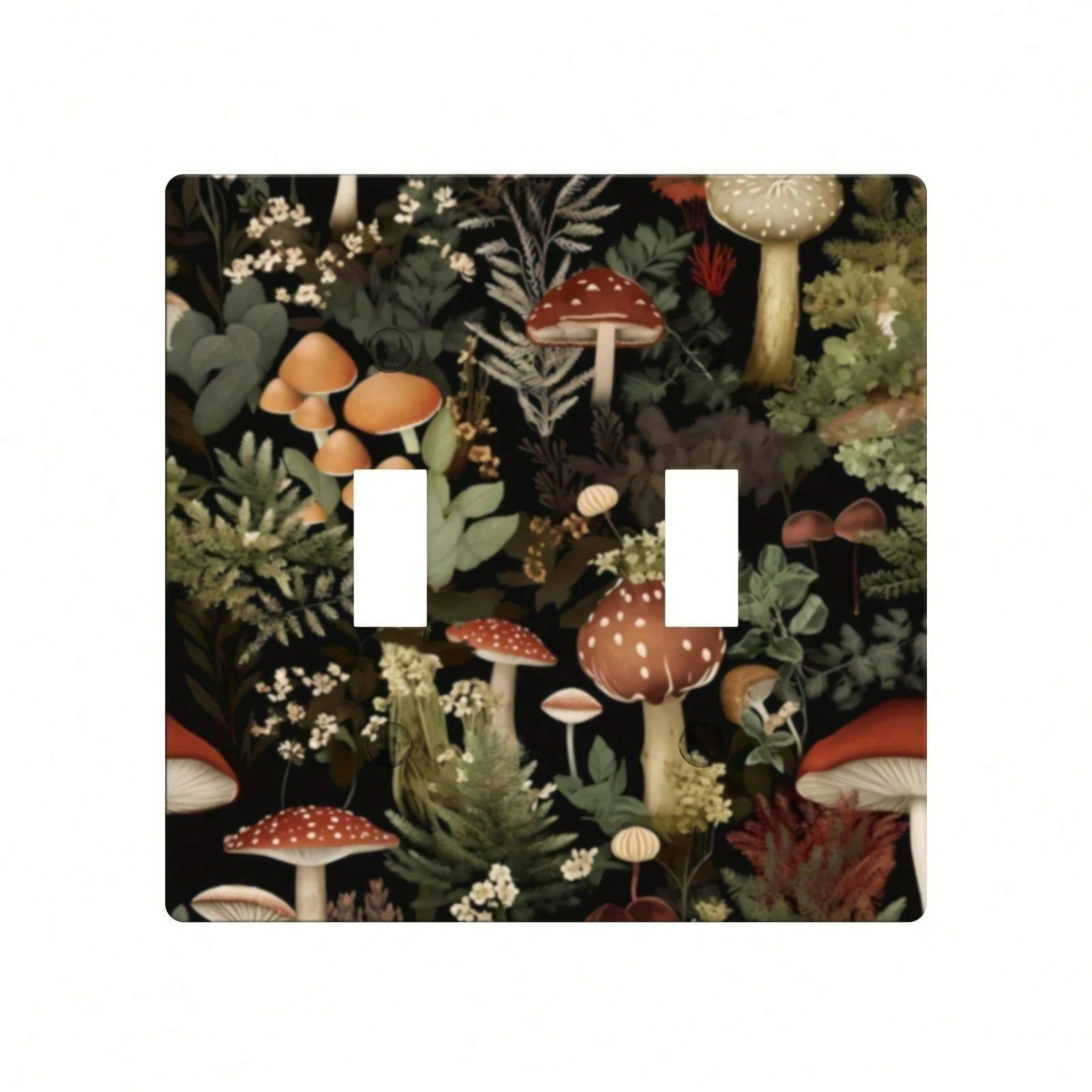 Retro Bohemian Mushrooms Wall Plate Electrical Receptacle Light Switch Cover Decorative Electric Switchplate Bathroom Bedroom Living Room Country Decor, Home Decor, Room Accents, Mushroom Theme, Retro